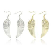 2016 New Hot Fashion Women Girl Attractive Fashion Jewelry Gift 1 Pair Rhinestone Angel Wings Earrings