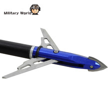 6pcs lot Outdoor Archery Sports 2 Blade 100 Grain Arrowhead Military Hunting Steel Arrow Tip Broadheads