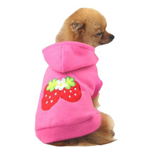 DSGS 10x(Small Strawberry Puppy Fleece Hoody Clothes Pet Apparel Dress Up