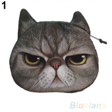 New Cute Cat Face Zipper Case Coin Purse Wallet Makeup Buggy Bag Pouch 12WR