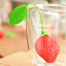 Reuseable Silicone Red Strawberry Shape Tea Bag Punch Filter Infuser Strainer