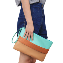 Fashion Portable Women Handbag Patchwork Lady Day Clutches Popular Stitching Soft Girl Zipper Packet Hot Sale Brief Shopping Bag
