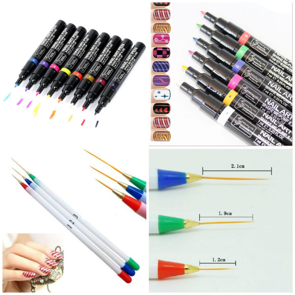 16 Colors Nail Art Pen Polish Painting Dot Drawing UV Gel Design Manicure Tool Hot Free