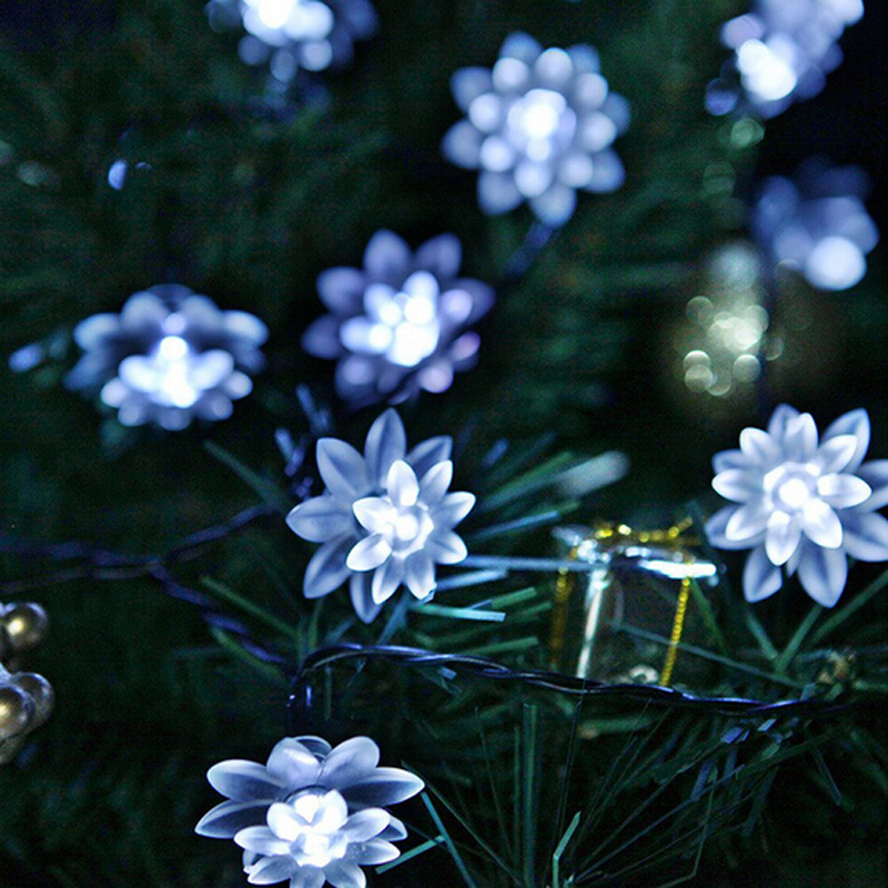 6M 30LEDs Fairy Lotus Flower LED Solar Lamp Outdoor Waterproof Decoration Christmas Garden Holiday Solar Power String Lights 6M 30LEDs Fairy Lotus Flower LED Solar Lamp Outdoor Waterproof Decoration Christmas Garden Holiday Solar Power String Lights