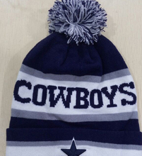 Cowboy Cuff Pom Pom Beanie Knit Hat Cap Grey and Black free shipping