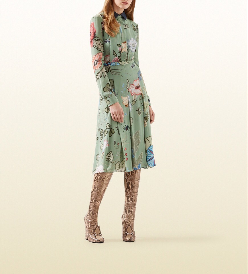 Free Shipping Spring 2015 Charming Printed Long Sleeve Dress 150106D01
