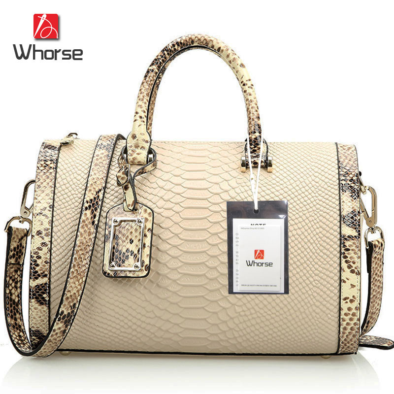 [WHORSE] Brand Logo Luxury Serpentine Designer Handbags High Quality Genuine Leather Women ...