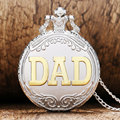 Fashion Father s Day Gift Silver Golden DAD Theme Pocket Watch With Necklace Chain Best Gift