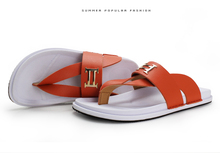 2015 New fashion brand men sandy beach genuine leather shoes male casual flip flops surf swim
