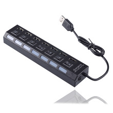 Higth Quality New ON/OFF Sharing Switch Mini 7 Port USB 2.0 High Speed HUB Black For Laptop PC Black Free Shipping
