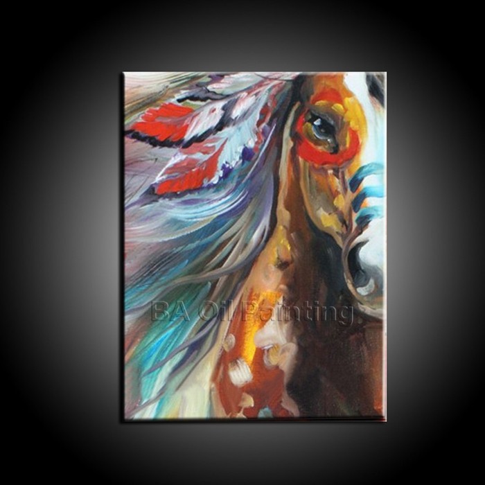 NO Framed Beautiful Colorful Horse Oil Painting On Canvas Artist Handmade Abstract Indian Horse wall canvas paintings on canvas