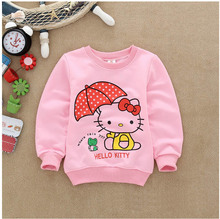 Spring brand girls sweatshirt Cotton Kawaii Fashion children cartoon cat Tracksuit long t shirts kids tops hoodies mini rodini