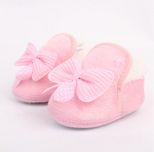 Winter Warm Baby Shoes Soft Bottom Non-slip Bow Toddler shoes First walkers Dropshipping Freeshipping
