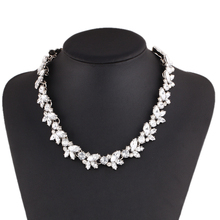 New Design hot sale Fashion Charm Crystal bib choker Necklace rhinestone gem flower Chain Necklace jewelry for women 2015 M14