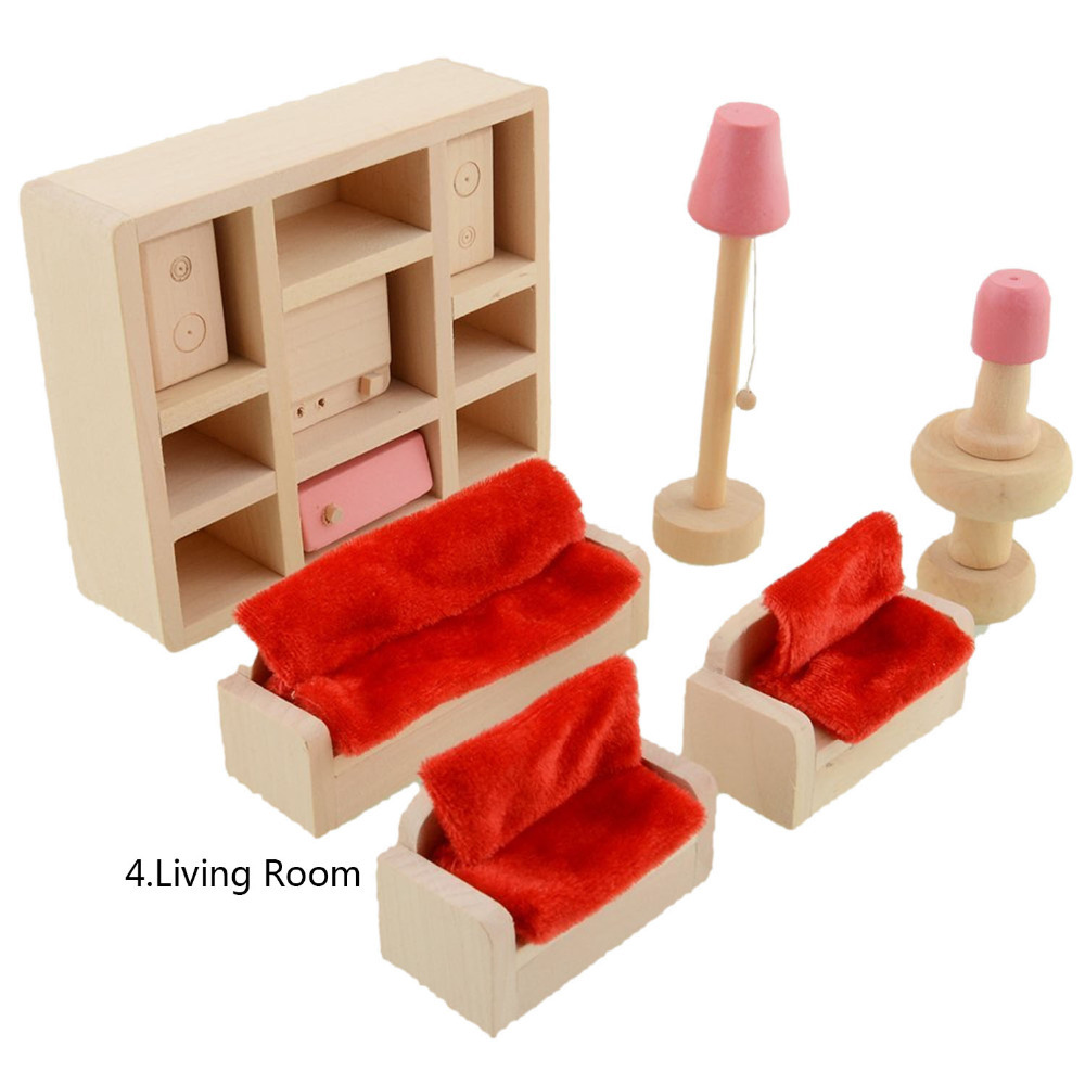 Entzückende holz miniatur puppenhaus möbel set kinder spielzeug ...