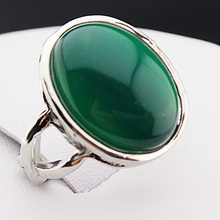 New Arrival Guaranteed 100% Malay Jade Stones Oval Vintage Retro Silver Rings for Womens Mens Mother’s Day Gift A544