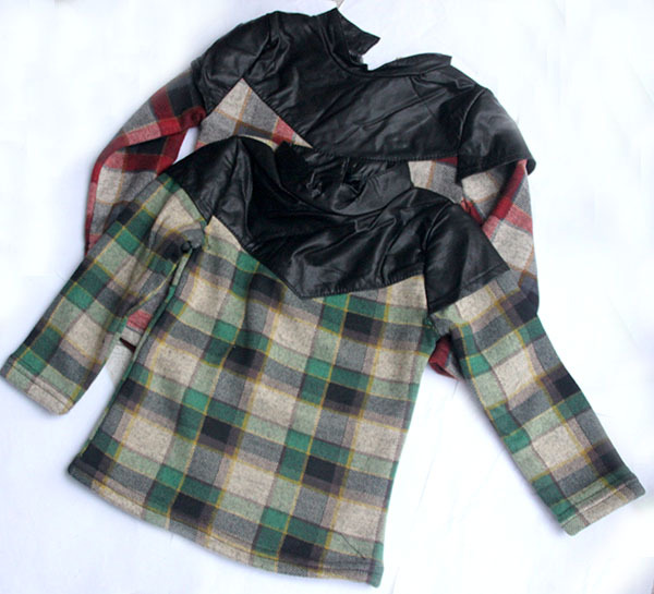 wholesale(5pcs/lot)-child girl plaid winter thicken shirt