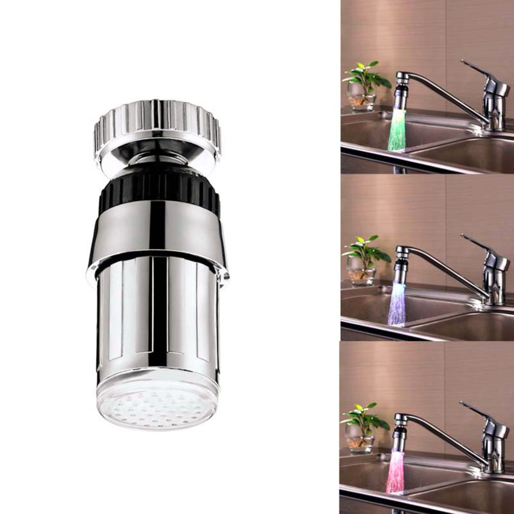 2016 NEW High Quality 360 Degree Free Rotate Swivel 3 Color LED Tap Faucet Temperature Sensor hot