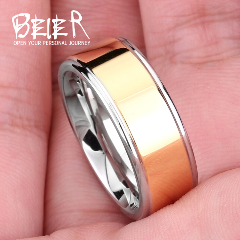 New brand man stainless steel plated gold ring high quality men's wedding ring br-r028
