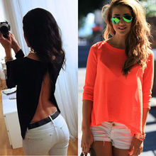 Backless Summer Fashion Women Casual Lace Shirts Chiffon Blouses T Shirt Tops