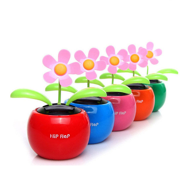 1pc Home Decorating Hot Solar Power Flower Plants Moving Dancing Flowerpot Swing Solar Car Toy Gift M1237