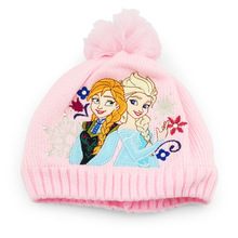 Free Shipping 1Pcs New elsa Hat Baby Cap hats Pink Kids Hats For Winter Cosplay In