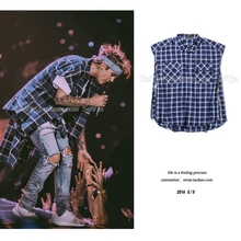 2016 Summer Style Side Zip Scotland Plaid Fear of God Kaross Moben Plaid Shirt Justin Bieber Purposetour Plaid Shirt
