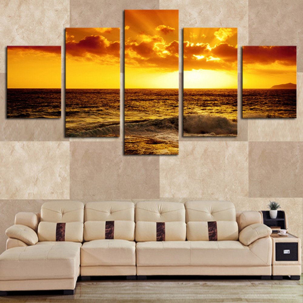 Online kopen wholesale framed yellow sea canvas uit china framed ...