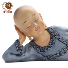 Buddhist novices furnishings Chinese seat hall living room entrance auspicious ornaments Chinese Buddhist monk smiling