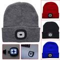 Warm Winter Soft Knit Hat 4LED USB Rechargeable Flashlight Cap for Outdoor Climbing Fishing black gray