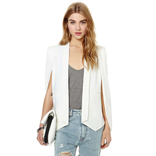 XS-XXL 6 Size Women Fashion White & Black Lapel Split Long Sleeve Pockets Casual Blazer Cape Suit Workwear Women’s Blazers J123
