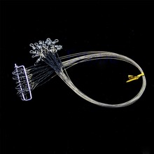 C18+ Free Shipping 20pcs 15cm Fishing Trace Lures Leader Steel Wire Spinner + Printed Connector US