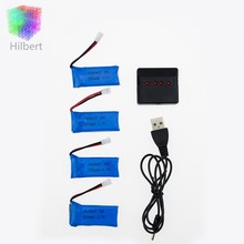 4Pcs 3.7V 500mAh Battery RC Drone Lipo Batteries and 4 in 1 Charger for FPV Quadcopter Hubsan X4 H107 H107L H107C H107D H107P