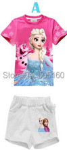 Baby Girls children clothing set elsa anna kids tracksuit anime T Shirt Tops Pants toddler conjuntos