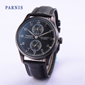 2016 Hot Sale 43mm Parnis Power Reserve Automatic Movement Black Dial PVD Case Men s Wristwatch