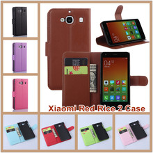 Xiaomi Redmi 2/Hongmi 2/Red Rice 2 case 4G LTE cell phone cover case litchi texture flip leather magnetic case wallet style