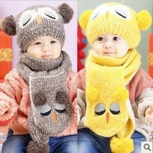 cap hats for children Portable Popular Set Winter Baby Hat Boy Girl Kids Warm Hat Cap + Scarf 1–5 Years Beanies