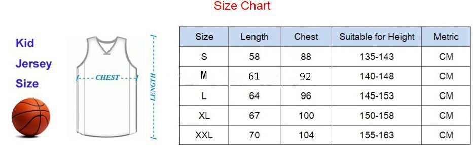 Kids Jerseys Size Chart