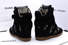 Isabel Marant shoes beige black print fashion sneakers 2015 new style womens invisible wedge high heel