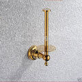 Free Shipping Wholesale And Retail Wall Mount Upstanding Toilet Roll Paper Holder Gold plate Bathroom Toilet