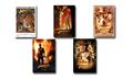 Indiana Jones 5pcs combination movie poster print silk fabric cloth wall sticker Wall Decor custom print