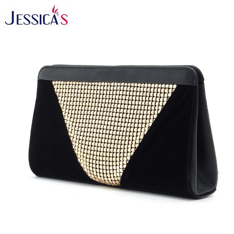 New Design Women Evening Clutch Bags High Quality Black Velvet Glitter Sequins Elegant Clutch Female Party