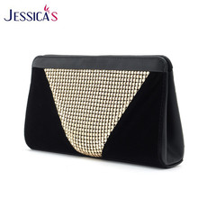New Design Women Evening Clutch Bags High Quality Black Velvet Glitter Sequins Elegant Clutch Female Party