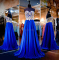 Cheap Long Prom Dresses 2016 Vestidos Longos Gold Lace Sweetheart Formal Evening Gowns Royal Blue Dress