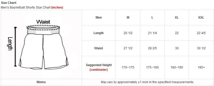 size chart nike shorts
