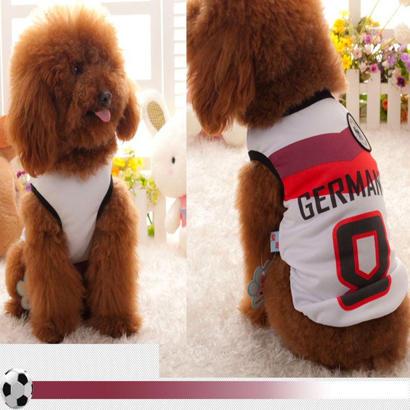 Football Player Design Fashion Pet Cotton Funny Dog Clothes Summer Dog