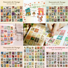 Free shipping 1 Lot=80Sheets Stickers DIY Scrapbooking Paper Vintage Stamps Stickers Retro Decoration Sticker
