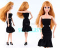 3 Pcs 1 x Strapless Fishtail Dress Classic Black Wedding Party Gown 2 x Copy Crystal
