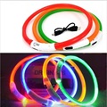 1 PS Solid LED High Quality USB Luminous Pet Dog Cat Collars Flash Waterproof Rechargable Safety