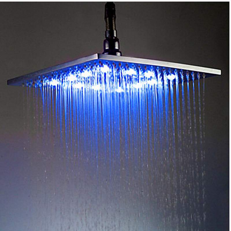 Polished Chrome ABS LED Light Rainfall Shower Head Square 8
